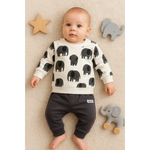 Fil Desenli 2li % 100 Pamuk Erkek Bebek Takımı