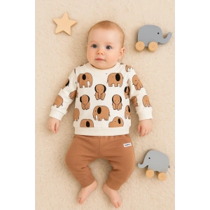 Fil Desenli 2li % 100 Pamuk Erkek Bebek Takımı