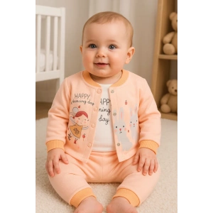 Happy Dancing Desenli 3lü Hırkalı Kız Bebek Takım