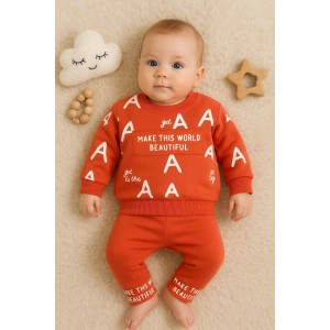 Harf Baskılı 2li % 100 Pamuk Erkek Bebek Takımı