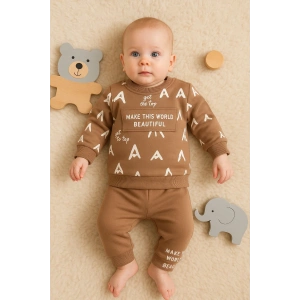 Harf Baskılı 2li % 100 Pamuk Erkek Bebek Takımı