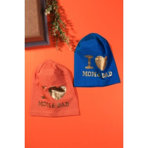 I Love Mom Dad 2-4 Yaş Erkek Çocuk Şapkası 2li Paket