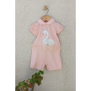 Kuğu Desenli Kız Tulum 3-6-9 Ay