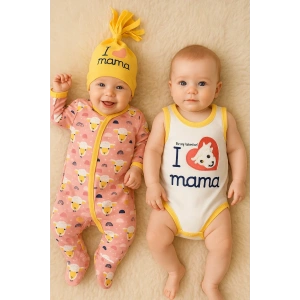 Kuzu Figürlü Şapkalı 3lü Bebek Takımı