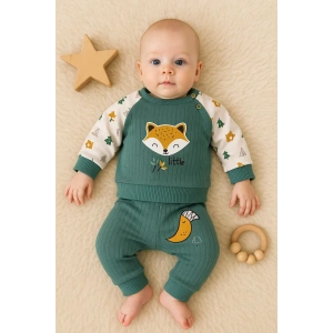 Littie Fox Nakışlı % 100 Pamuklu 2li Erkek Takım