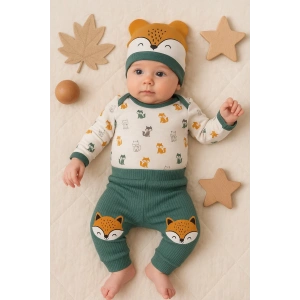 Little Fox Desenli 3lü % 100 Pamuklu Erkek Takım