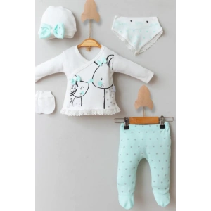 Little Mause Desenli % 100 Pamuk 5li Kız Bebek Hastane Çıkış Seti