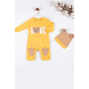 Love Bear Nakışlı % 100 Pamuk Erkek Bebek Tulumu