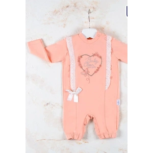 Love Kalp Nakışlı % 100 Pamuk Kız Bebek Tulumu