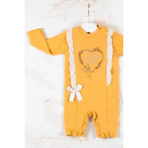 Love Kalp Nakışlı % 100 Pamuk Kız Bebek Tulumu