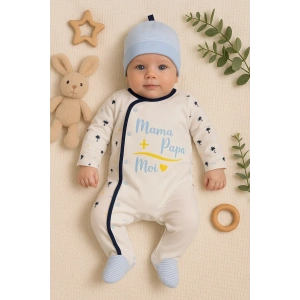 Marin Desenli Şapkalı Erkek Bebek Tulumu