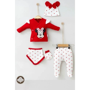 Mickey Desenli % 100 Pamuk 5li Kız Bebek Hastane Çıkışı