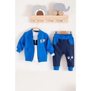 New Fashıon Hırkalı 3lü % 100 Pamuk Erkek Bebek Takımı