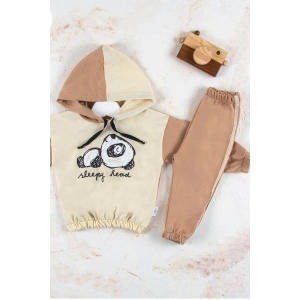 Panda Desenli Kapişonlu Erkek Bebek Takımı