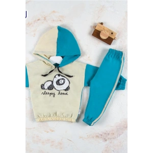 Panda Desenli Kapişonlu Erkek Bebek Takımı