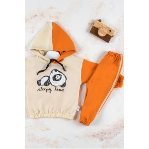 Panda Desenli Kapişonlu Erkek Bebek Takımı