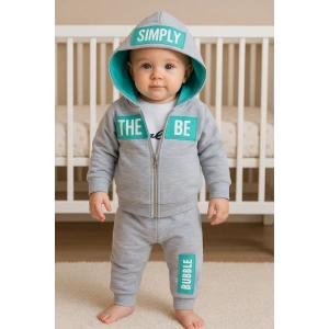 Simply Desenli Kapişonlu 3lü Erkek Bebek Takımı