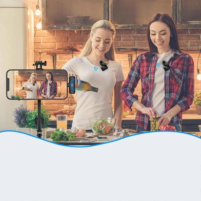 2’li Kablosuz Yaka Mikrofonu Type-C & Lightning Uyumlu, DSP Gürültü Azaltma, Android iPhone Canlı Yayın Video Ses Kayıt Mikrofonu