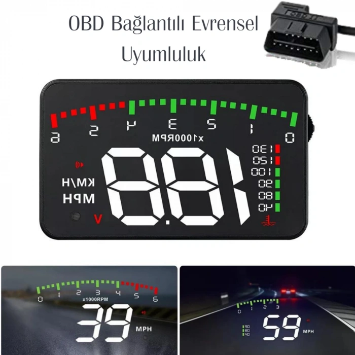 3.5 İnç HUD Head Up Display OBD2 Dijital Araç Hız Göstergesi Ön Cam Projektörü