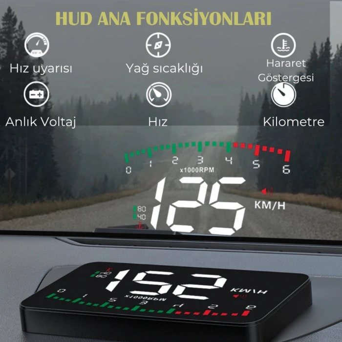 3.5 İnç HUD Head Up Display OBD2 Dijital Araç Hız Göstergesi Ön Cam Projektörü