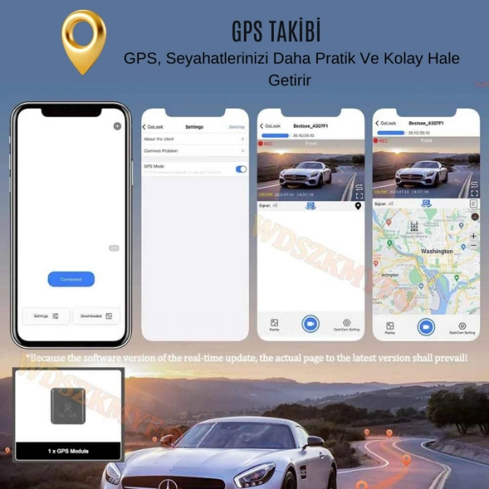 170° Ultra Geniş Açı 4K UHD Wi-Fi Ön ve Arka Araç Kamerası | G-Sensörlü Gece Görüşlü Dikiz Aynası Kamera | Park Modu, GPS Destekli (2025) + Hafıza Kartı Hediyeli