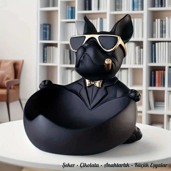 Bulldog Köpek Dekoratif Heykel Biblo | Sunumluk & Anahtarlık Kutusu | Şık Masa Üstü Ev Ofis Dekoru | Hediyelik Obje
