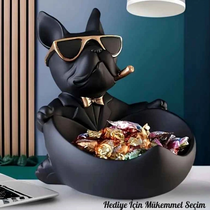 Bulldog Köpek Dekoratif Heykel Biblo | Sunumluk & Anahtarlık Kutusu | Şık Masa Üstü Ev Ofis Dekoru | Hediyelik Obje