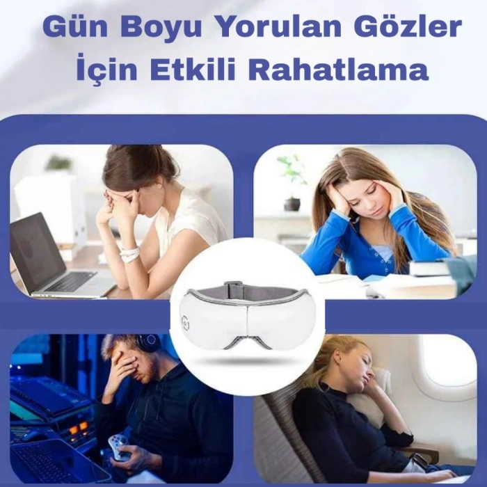 Akıllı Göz Masaj Aleti Isıtmalı Hava Basınçlı Titreşimli Şarjlı Göz Terapi ve Göz Çevresi Bakım Cihazı