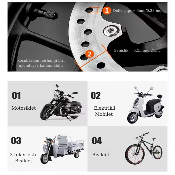 Trend Store Alarmlı Disk Fren Kilidi Motosiklet Scooter Bisiklet ATV İçin Sesli Güvenlik Alarmı