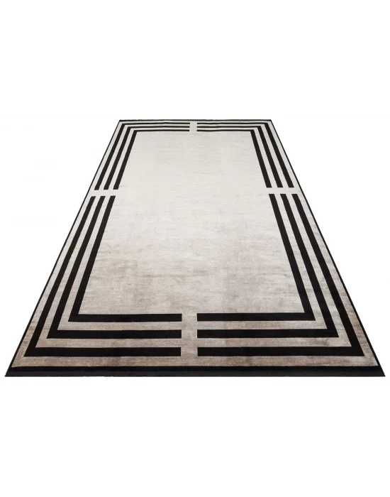 LUGANO HALI 0145 Art Deco Modern Bordürlü Yüksek Kalite Sık Dokuma Salon Halısı