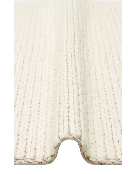 Jade Basketweave Cream Naturel Kazak Örgü Desenli El Dokuma Örgü Halı