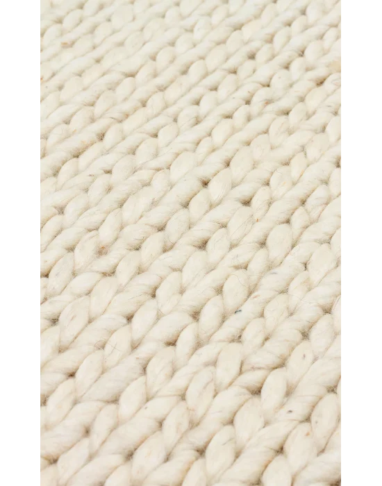 Jade Basketweave Cream Naturel Kazak Örgü Desenli El Dokuma Örgü Halı