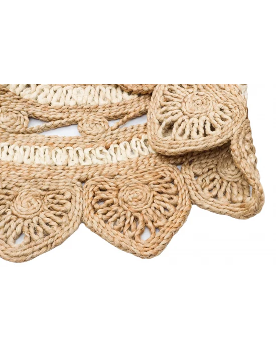Solo Jüt 105 Natural White Yuvarlak El Dokuma Flatweave Naturel Jüt Hasır Halı