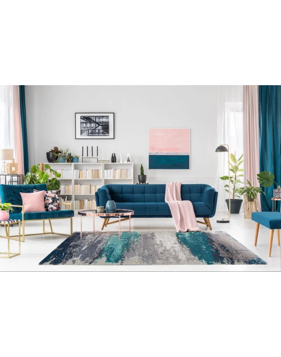 SMART HALI 0457 Kolay Kullanımlı Çok Renkli Modern İnce Dokuma Halı