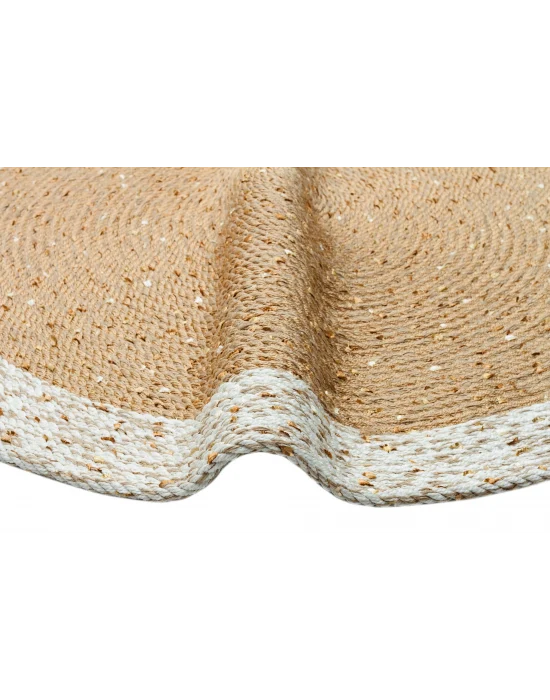 Patna PTN 02 Natural White Jüt Hasır Görünümlü Hav Toz Vermez Dekoratif Örgü Halı