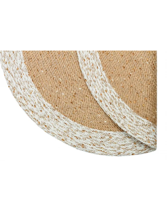 Patna PTN 02 Natural White Jüt Hasır Görünümlü Hav Toz Vermez Dekoratif Örgü Halı