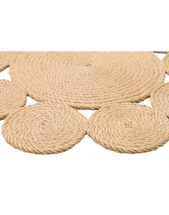 Patna PTN 05 Natural Jüt Hasır Görünümlü Hav Toz Vermez Dekoratif Örgü Halı