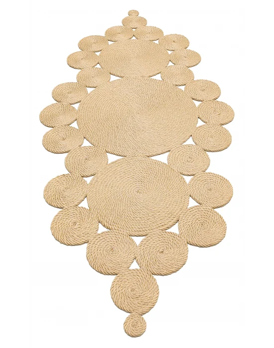 Patna PTN 05 Natural Jüt Hasır Görünümlü Hav Toz Vermez Dekoratif Örgü Halı