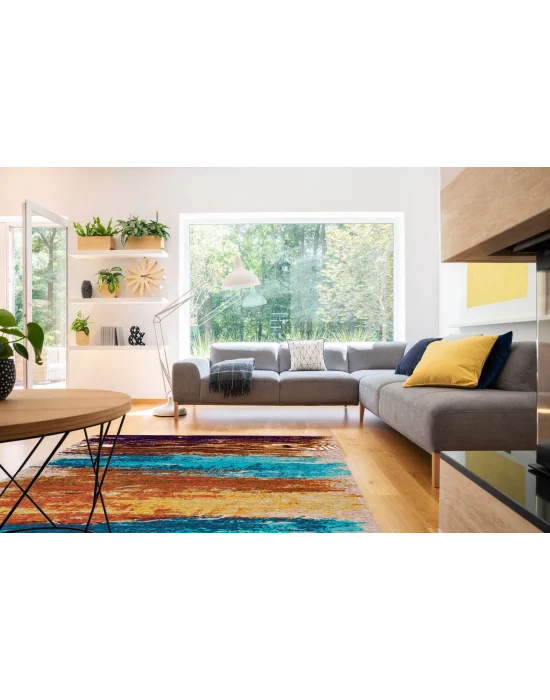 SMART HALI 0471 Kolay Kullanımlı Çok Renkli Modern İnce Dokuma Halı