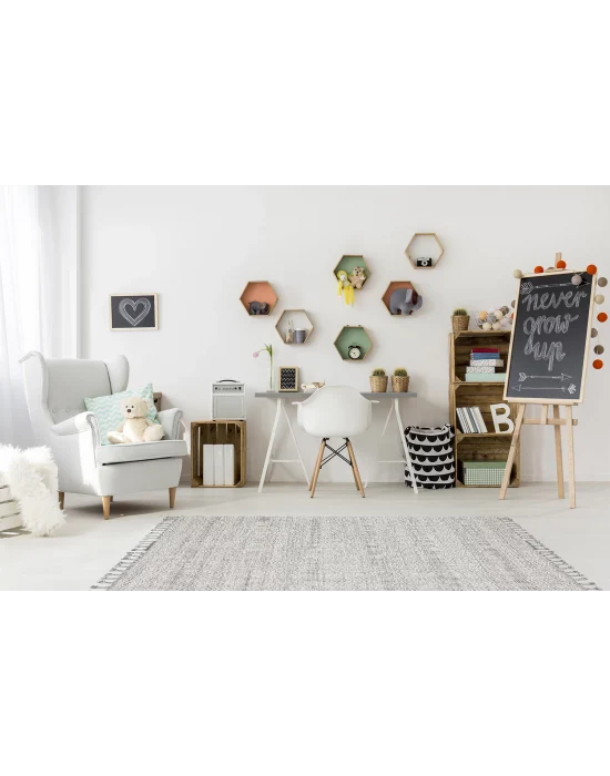 Soho Sh 01 Grey Hav Vermeyen Özel Ipler Ile Üretilen Etnik Örgü Desenlere Sahip Makine Halısı