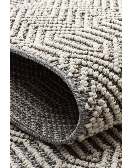 Soho Sh 01 Grey Hav Vermeyen Özel Ipler Ile Üretilen Etnik Örgü Desenlere Sahip Makine Halısı