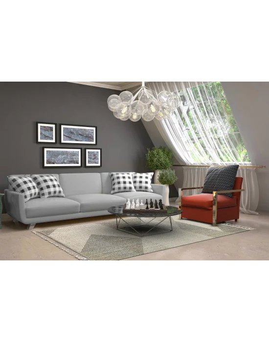 Soho Sh 08 Grey Multy Hav Vermeyen Özel Ipler Ile Üretilen Etnik Örgü Desenlere Sahip Makine Halısı