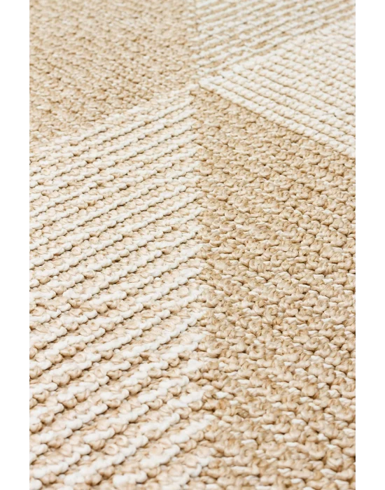 Soho Sh 08 Beige Hav Vermeyen Özel Ipler Ile Üretilen Etnik Örgü Desenlere Sahip Makine Halısı