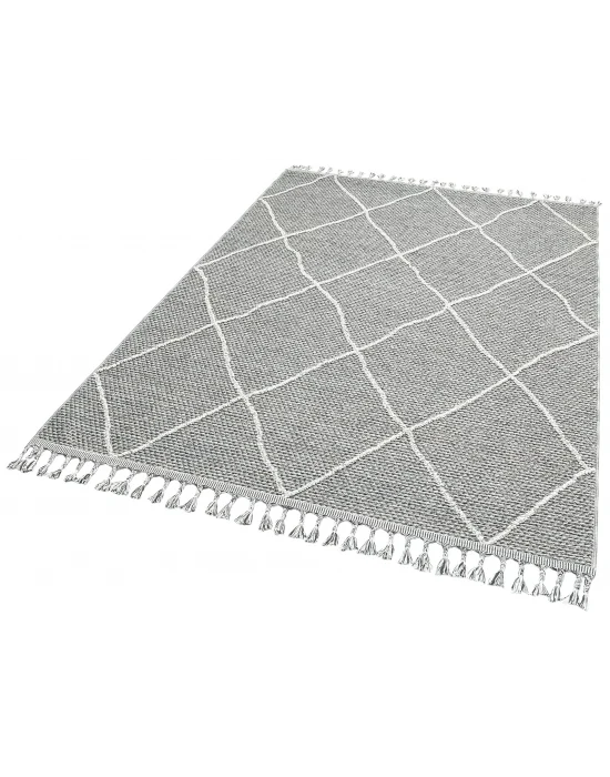 Soho Sh 02 Grey Hav Vermeyen Özel Ipler Ile Üretilen Etnik Örgü Desenlere Sahip Makine Halısı