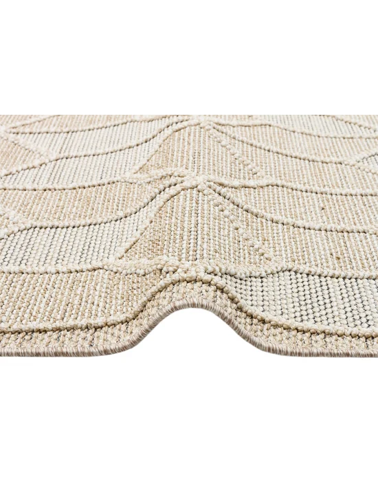 Soho Sh 03 Beige Hav Vermeyen Özel Ipler Ile Üretilen Etnik Örgü Desenlere Sahip Makine Halısı