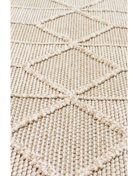 Soho Sh 03 Beige Hav Vermeyen Özel Ipler Ile Üretilen Etnik Örgü Desenlere Sahip Makine Halısı