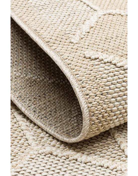 Soho Sh 03 Beige Hav Vermeyen Özel Ipler Ile Üretilen Etnik Örgü Desenlere Sahip Makine Halısı