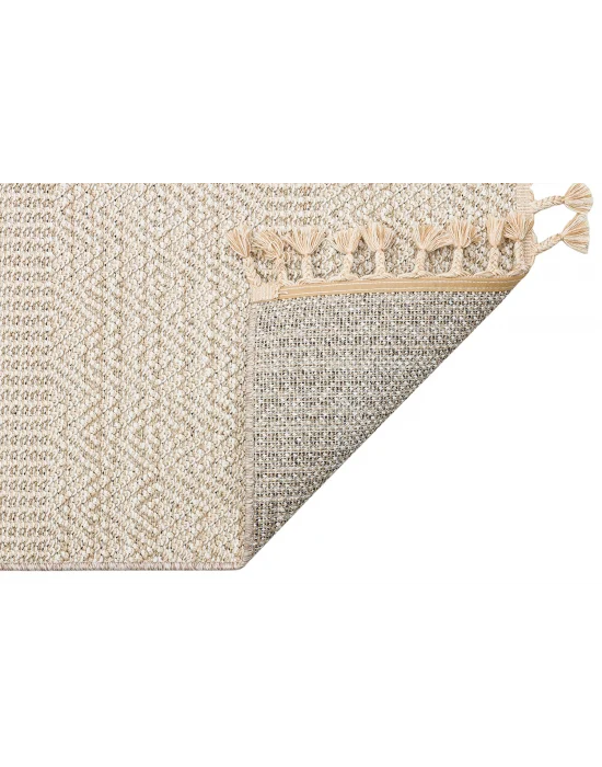 Soho Sh 01 Beige Hav Vermeyen Özel Ipler Ile Üretilen Etnik Örgü Desenlere Sahip Makine Halısı