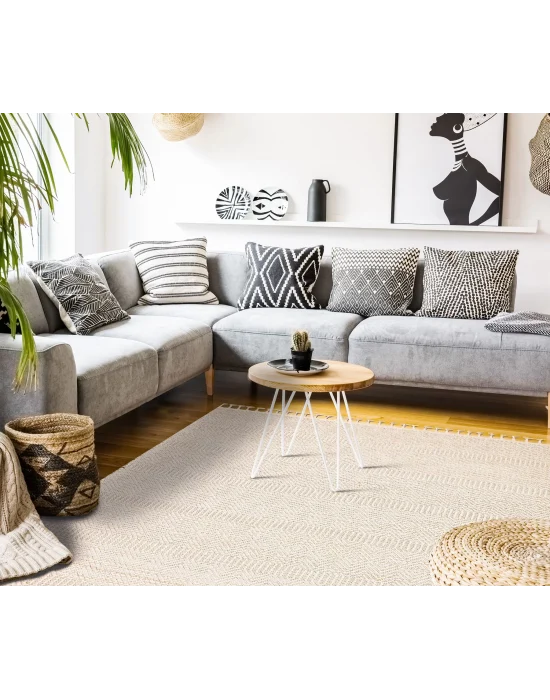 Soho Sh 01 Beige Hav Vermeyen Özel Ipler Ile Üretilen Etnik Örgü Desenlere Sahip Makine Halısı
