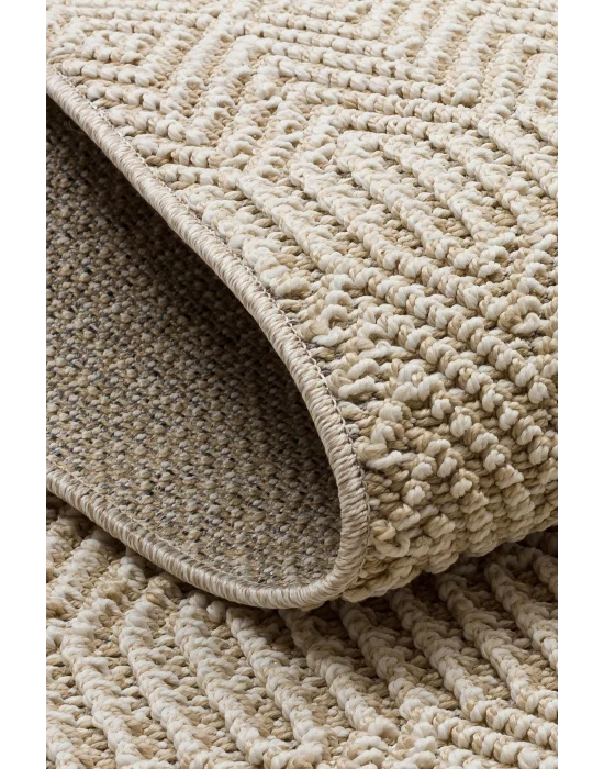 Soho Sh 01 Beige Hav Vermeyen Özel Ipler Ile Üretilen Etnik Örgü Desenlere Sahip Makine Halısı